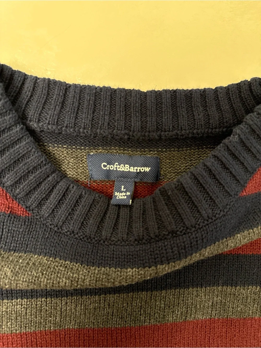 Croft and barrow Men's Striped Crewneck Sweater - Red, Navy & Gray